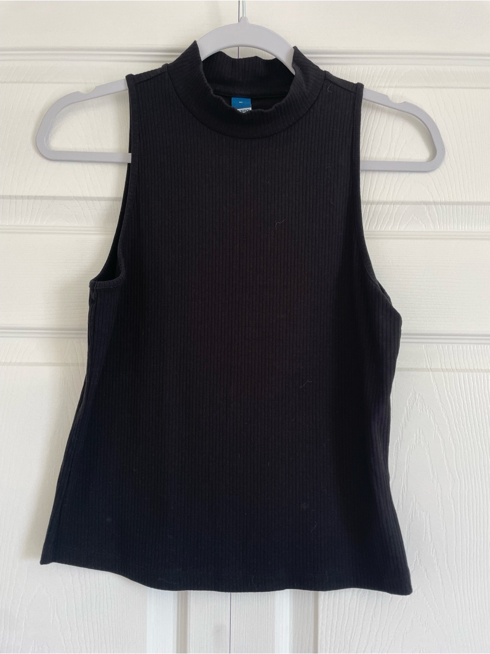 Sleeveless Mock Neck Ribbed Tank Top